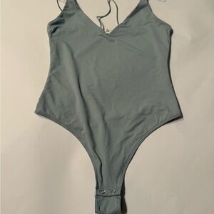 Garage Slate Blue Bodysuit Criss Cross Spaghetti Straps XS